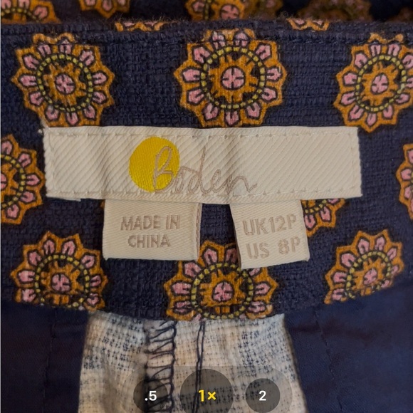 Boden Sunflower Geo Floral Printed Straight Crop Workwear Pants Size 8 Petite - Picture 6 of 6